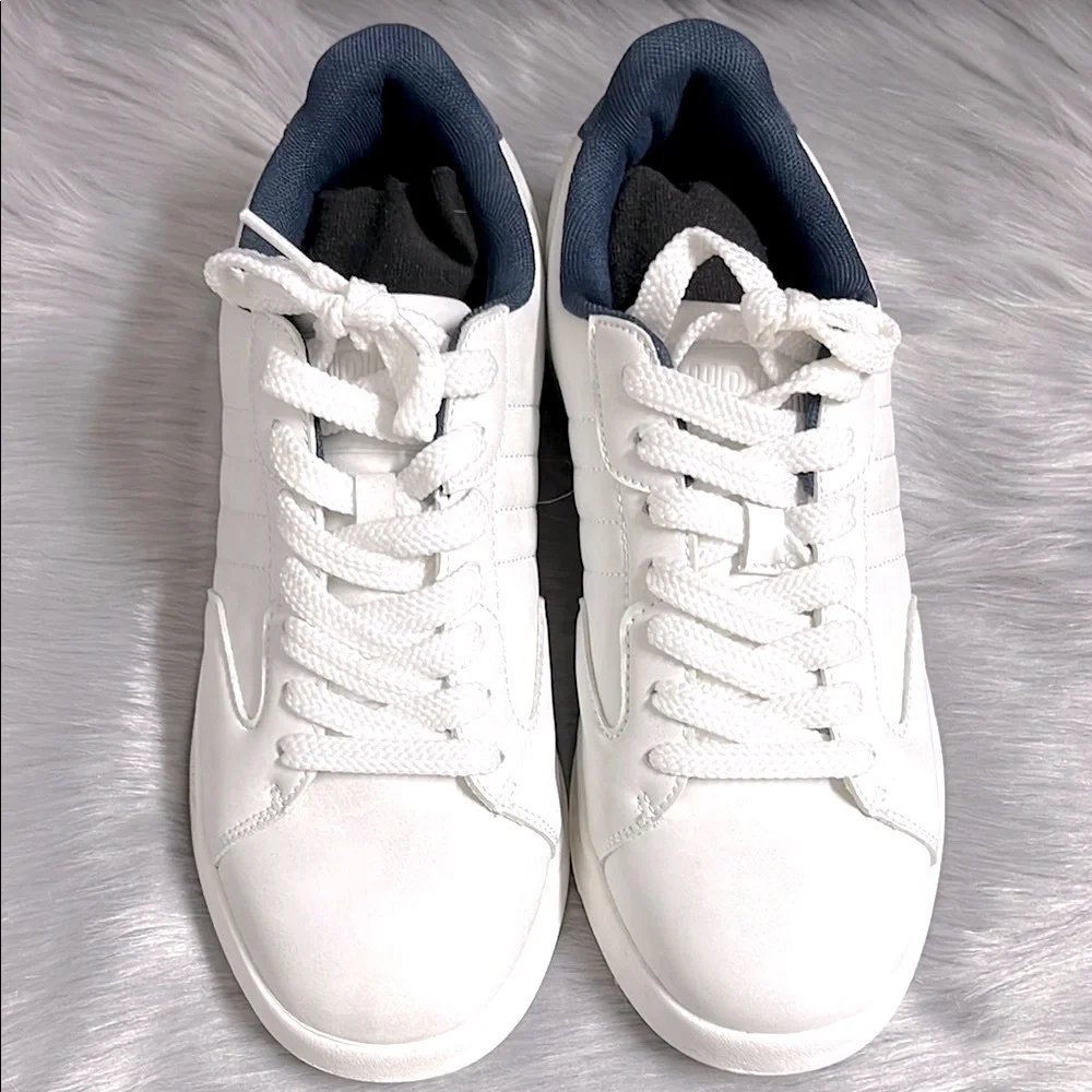 EUC White & Blue Low-Top Sneakers